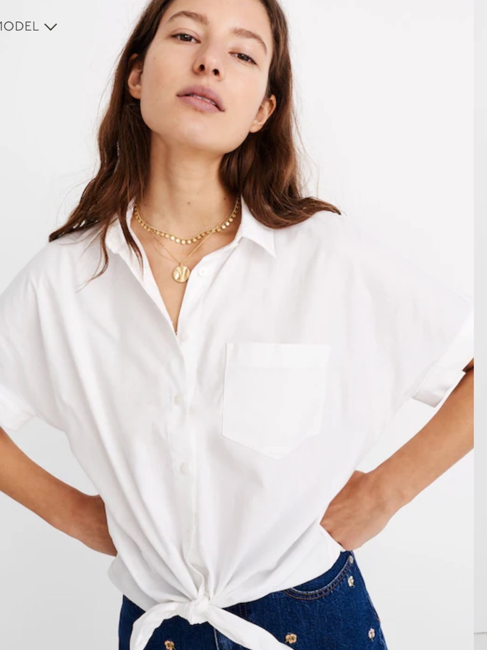 ☁️ Madewell Short Sleeve Tie Front Shirt in Eyelet White ☁️